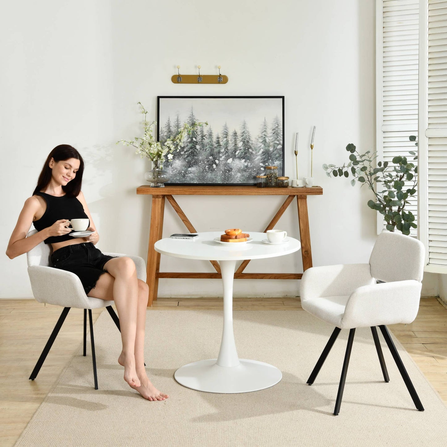 Modern Round White Dining Table