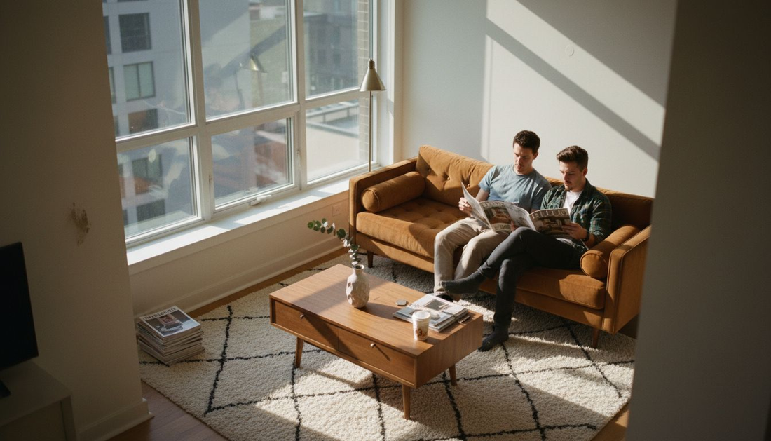 Urban apartment living room with modern accents