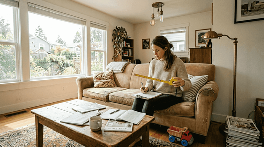 Woman planning lighting selection in home