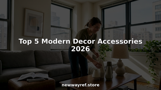 Woman arranging modern decor accessories in bright living room