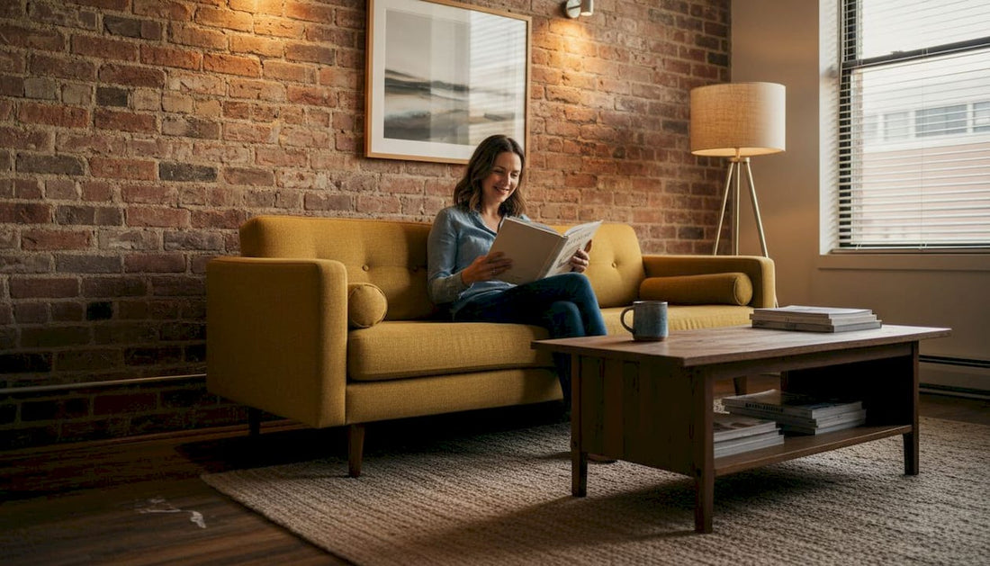 Evening living room with accent lighting in use