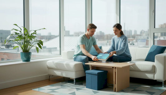 Urban apartment room with space-saving furniture