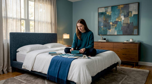 Woman planning modern bedroom update