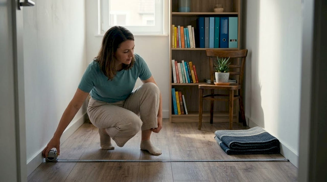Woman measuring a small apartment interior