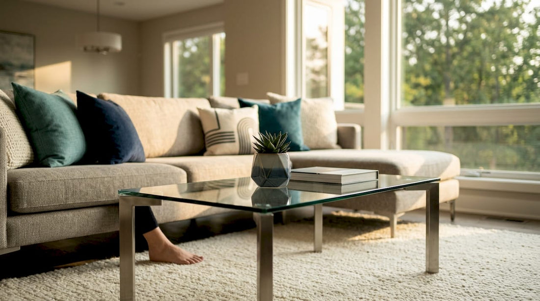 Modern stylish coffee table in living room setting
