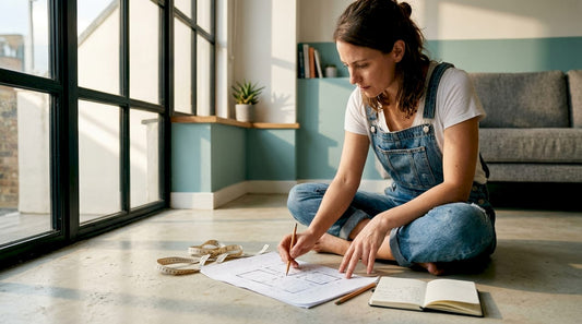 Woman planning layout in small room