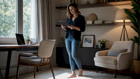 Woman browsing home furniture alternatives online