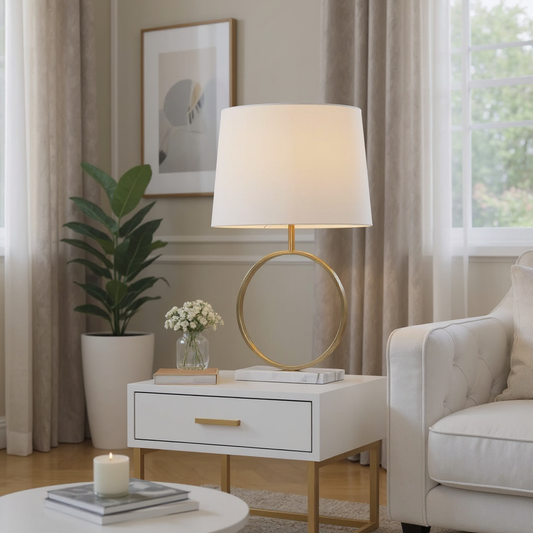 Opal Table Lamp with White Marble Base