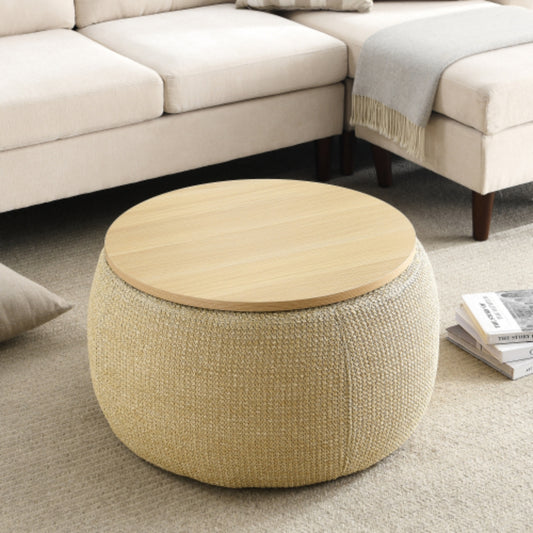 Versatile Round Storage Ottoman 2 in 1 End Table