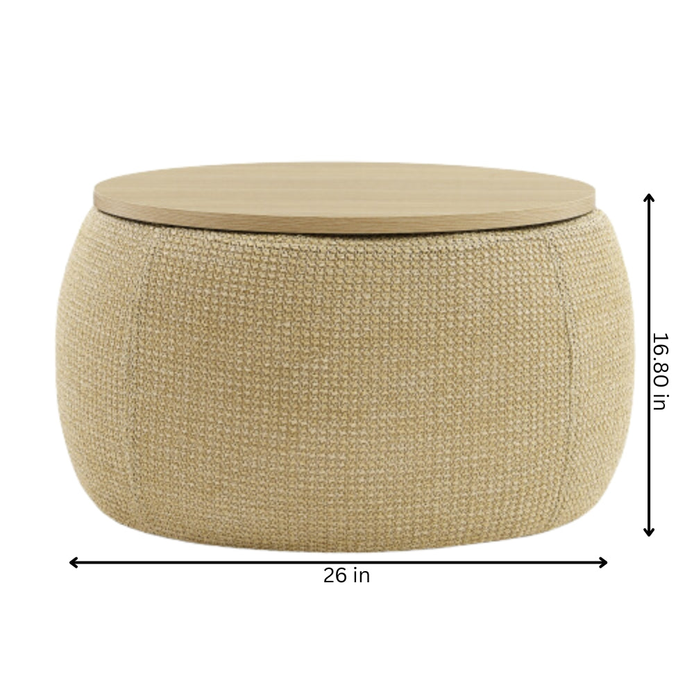 Versatile Round Storage Ottoman 2 in 1 End Table
