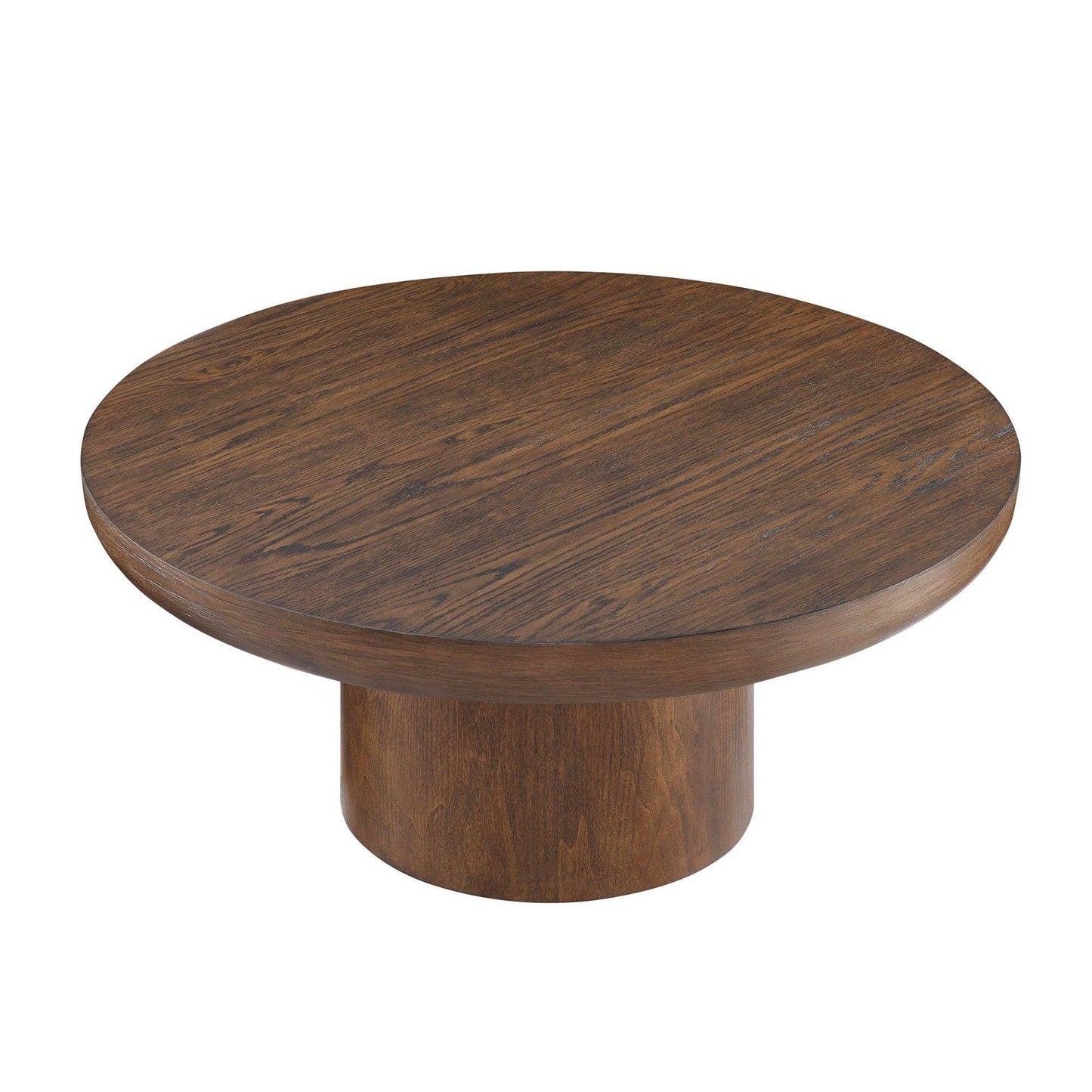 36" Dark Brown Round Coffee Table For Living Room Office