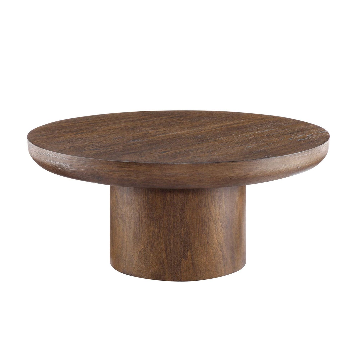36" Dark Brown Round Coffee Table For Living Room Office