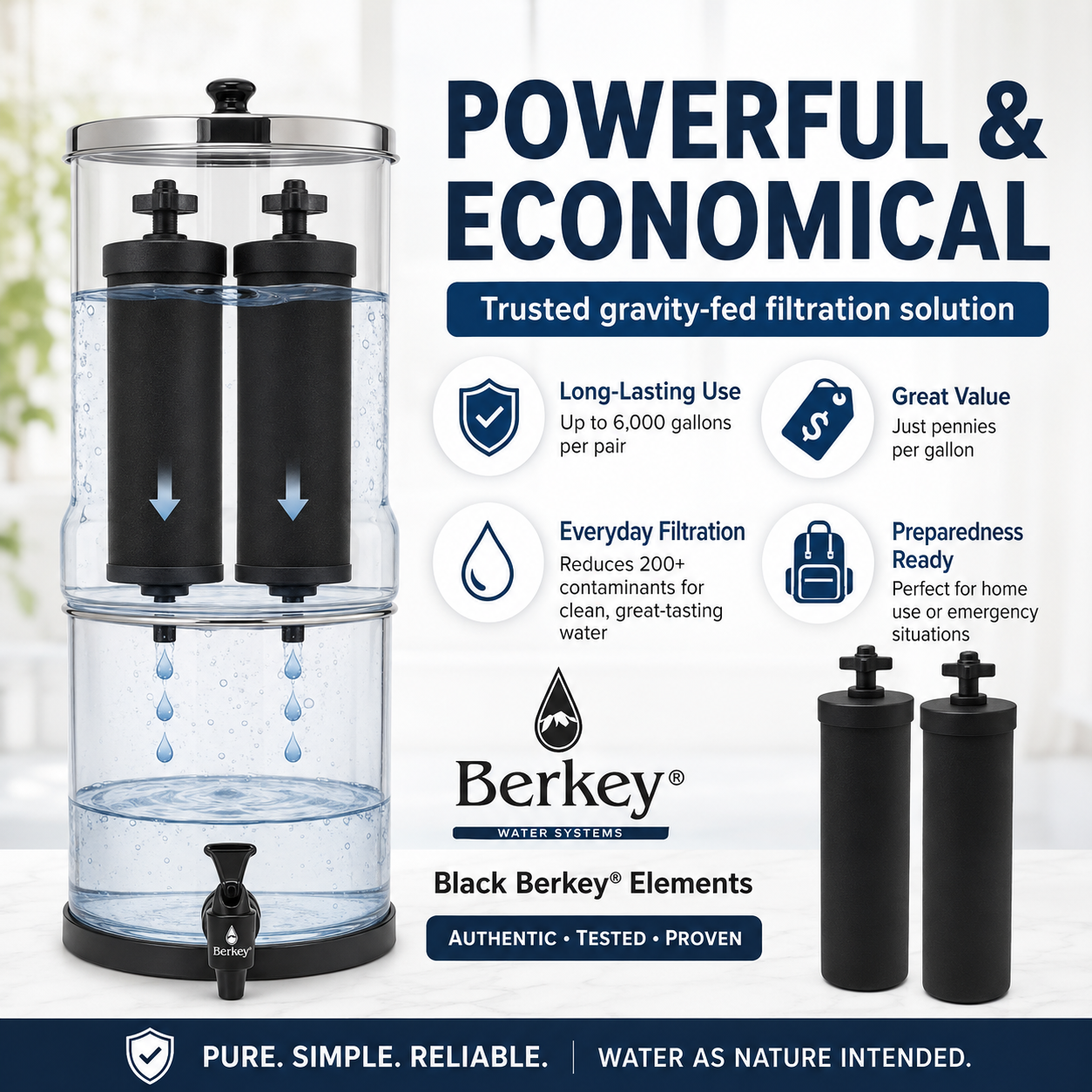 Genuine Black Berkey® Elements 2 Pack Replacement Filters for Gravity Systems