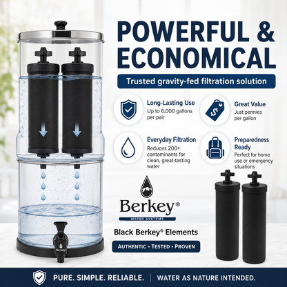 Genuine Black Berkey® Elements 2 Pack Replacement Filters for Gravity Systems