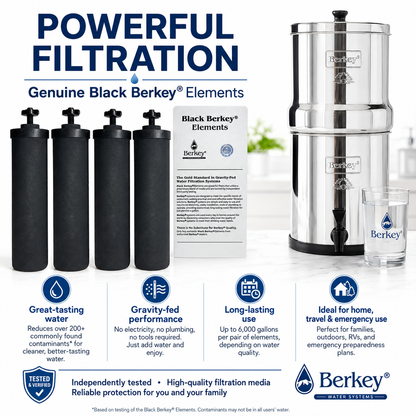 Genuine Black Berkey® Elements 4 Pack Replacement Filters for Gravity Systems