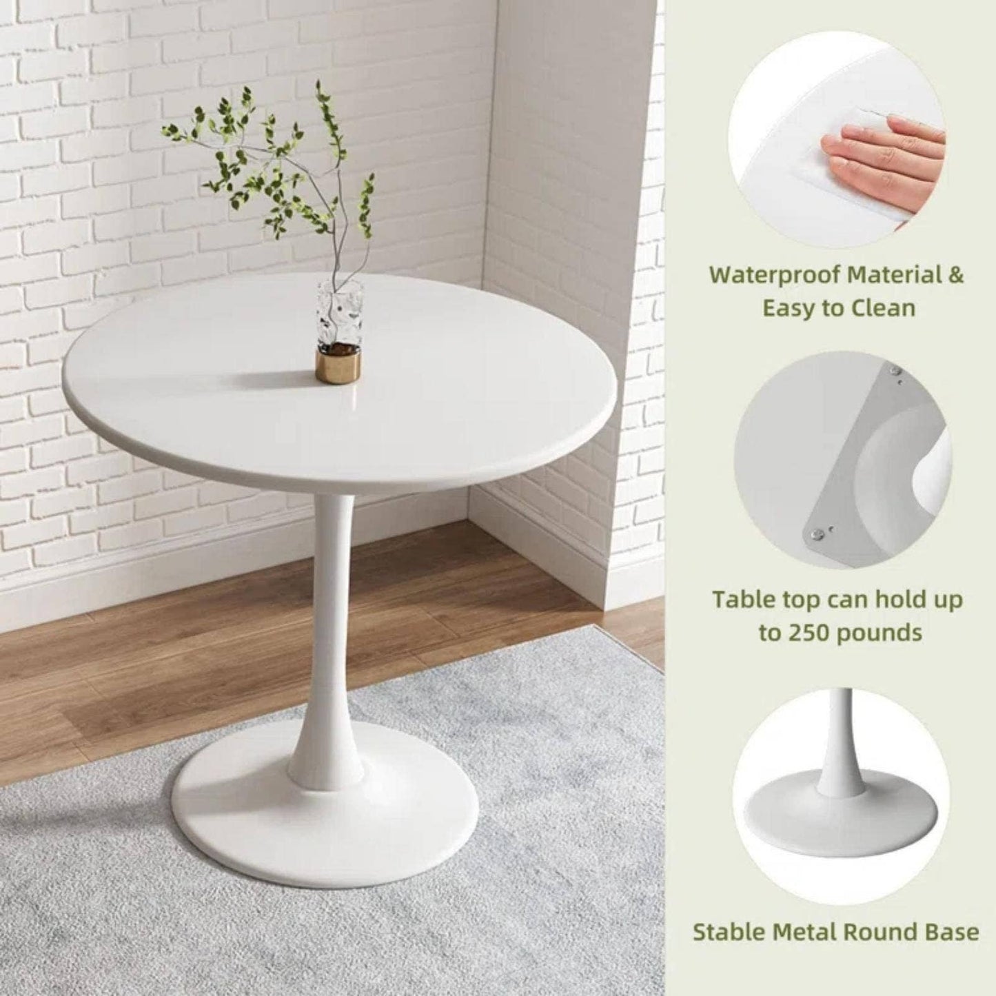 Modern Round White Dining Table