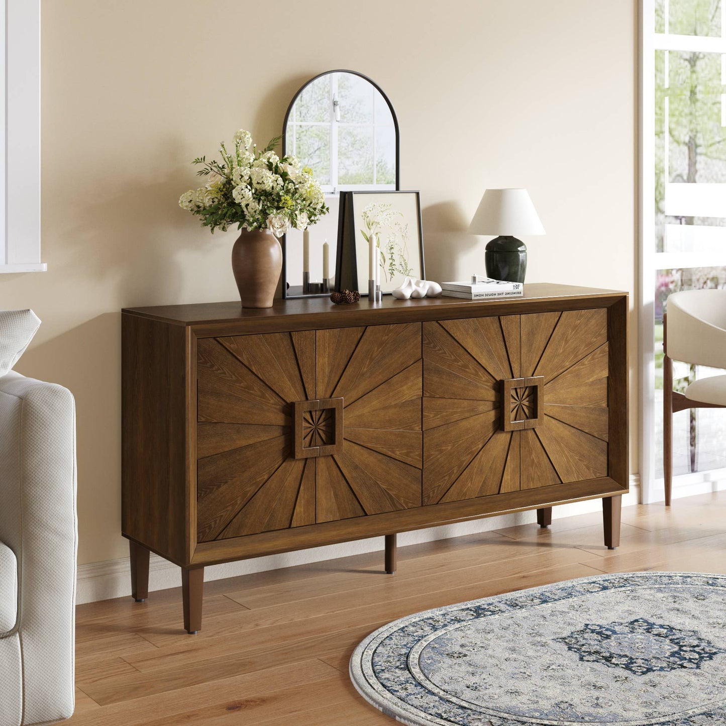 60" Premium Rustic American Farmhouse Wooden Credenza